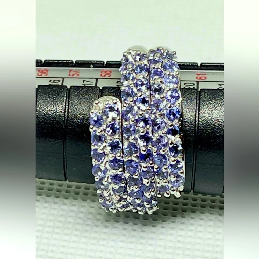 NWT! NIB! 2 ct Real Tanzanite 925 ByPass Ring Sterling Silver Sparkly